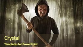  Presentation with murder forest - Slide set featuring murder mystery - masked armed hitman in dark background and a tawny brown colored foreground