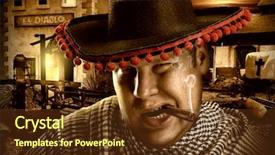  Presentation with cowboy - Slide deck with murder mystery - portrait of serious cowboy mexican background and a tawny brown colored foreground