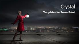  Presentation with lantern - Audience pleasing presentation consisting of murder mystery - young blond woman in red backdrop and a dark gray colored foreground