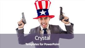  Presentation with gun american flag - Slide set enhanced with medical tablets isolated in white  background and a sky blue colored foreground.