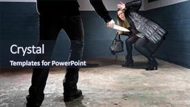  Presentation with murderer - Slides having crime stabbing - murderer approaching his terrified victim background and a wine colored foreground