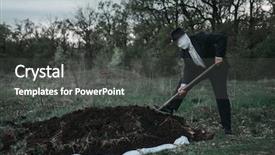  Presentation with murderer - PPT layouts having murderer is digging a grave background and a dark gray colored foreground