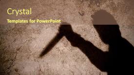  Presentation with murderer - PPT theme featuring murderer-with-big-knife background and a coral colored foreground