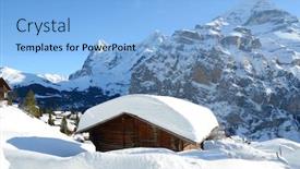  Presentation with skiing - Cool new presentation theme with murren famous swiss skiing resort backdrop and a light blue colored foreground