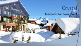  Presentation with skiing - Amazing PPT theme having murren famous swiss skiing resort backdrop and a light blue colored foreground