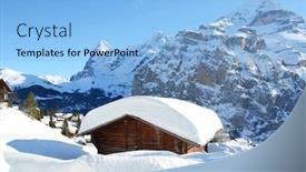  Presentation with skiing - Beautiful PPT theme featuring murren-famous-swiss-skiing-resort backdrop and a light blue colored foreground