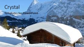  Presentation with skiing - Audience pleasing PPT theme consisting of murren famous swiss skiing resort backdrop and a light blue colored foreground