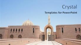  Presentation with oman - Cool new slides with muscat oman sultan qaboos grand mosque backdrop and a light blue colored foreground