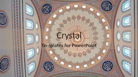  Presentation with architecture mosque - PPT theme having muscat - oman sultan taymoor mosque - interior dome architecture background and a coral colored foreground