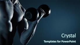  Presentation with body - Theme featuring sexy muscle - part of a man's body background and a ocean colored foreground