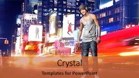  Presentation with square - Colorful PPT theme enhanced with muscle car - guy with headphones in time backdrop and a  colored foreground