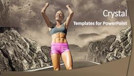  Presentation with low angle view of fictitious - Slide deck featuring muscle car - low angle view of sportswoman background and a  colored foreground