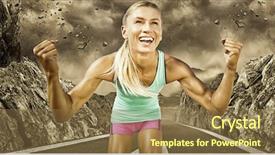  Presentation with dark blue moonlight landscape - Audience pleasing PPT layouts consisting of muscle car - portrait of sportswoman smiling backdrop and a  colored foreground