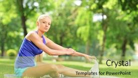  Presentation with athlete - Audience pleasing PPT layouts consisting of muscle excercise - athlete woman sitting backdrop and a  colored foreground