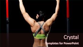  Presentation with women - Theme featuring muscle excercise - bodybuilder women excercising on rod background and a  colored foreground