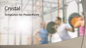  Presentation with evaluation of lifestyle strategies followed by individuals to reduce hypertension - Slide deck featuring muscle excercise - excercising fitness lifestyle blurred background background and a  colored foreground