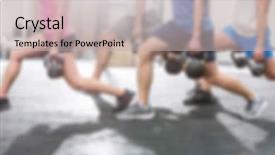  Presentation with lifestyle - Audience pleasing slides consisting of muscle excercise - excercising fitness lifestyle blurred background backdrop and a  colored foreground