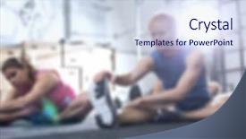  Presentation with lifestyle - PPT layouts featuring muscle excercise - excercising fitness lifestyle blurred background background and a  colored foreground