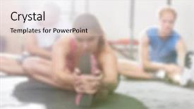  Presentation with crime tape blurred forensic - Amazing slide deck having muscle excercise - excercising fitness lifestyle blurred background backdrop and a  colored foreground