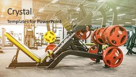  Presentation with press - PPT theme with muscle excercise - leg press machine with weight background and a  colored foreground