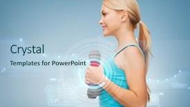  Presentation with muscle - Colorful PPT layouts enhanced with muscle excercise - sport excercising and healthcare concept backdrop and a light blue colored foreground