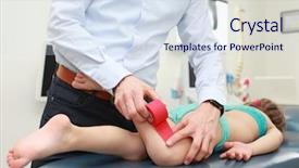  Presentation with musculoskeletal - PPT layouts with musculoskeletal - child preparing for kinesio taping background and a sky blue colored foreground