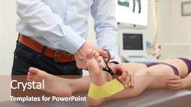  Presentation with musculoskeletal - Cool new presentation theme with musculoskeletal - girl preparing for kinesio taping backdrop and a coral colored foreground