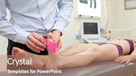  Presentation with musculoskeletal - Cool new PPT theme with musculoskeletal - girl preparing for kinesio taping backdrop and a coral colored foreground