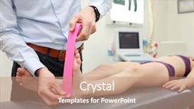  Presentation with application - Cool new slides with neuromuscular - girl preparing for kinesio taping backdrop and a coral colored foreground