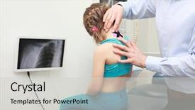  Presentation with application - Theme enhanced with muscle fatigue kids - specialist performing kinesio taping application background and a light gray colored foreground