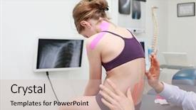  Presentation with musculoskeletal - PPT layouts with musculoskeletal - specialist performing kinesio taping application background and a soft green colored foreground