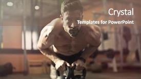  Presentation with muscle - Beautiful slide set featuring muscle flexion - hard training at the gym backdrop and a violet colored foreground