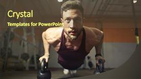  Presentation with strength - Theme consisting of muscle flexion - strength and exercise background and a  colored foreground