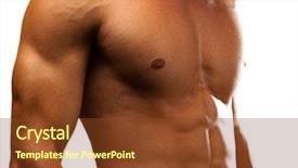  Presentation with muscle - Beautiful theme featuring muscle man on a white backdrop and a tawny brown colored foreground