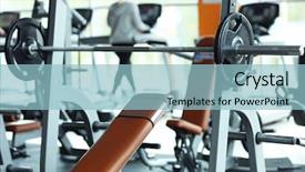  Presentation with barbell health - Slide deck enhanced with muscle mass - barbell on rack in gym background and a  colored foreground