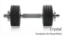  Presentation with film black and white - Beautiful PPT layouts featuring muscle mass - black metal dumbbell isolated backdrop and a  colored foreground