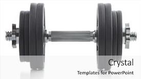  Presentation with black chrome metallic mesh metal - Slide set with muscle mass - black metal dumbbell isolated background and a  colored foreground