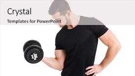  Presentation with mass - Slide deck featuring muscle mass - bodybuilder with dumbbells in studio background and a  colored foreground