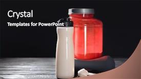  Presentation with protein shake - Beautiful slide deck featuring muscle mass - composition with protein powder shake backdrop and a black colored foreground