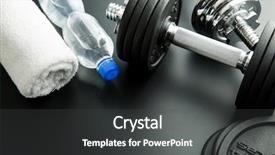  Presentation with muscle - Beautiful presentation theme featuring muscle mass - dumbbell bottle of water backdrop and a dark gray colored foreground