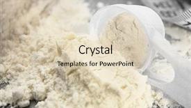  Presentation with mass - Amazing PPT layouts having muscle mass - protein powder and measuring scoop backdrop and a  colored foreground