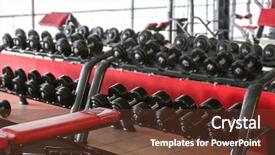  Presentation with superstition different templets - Theme enhanced with muscle mass - rack with different dumbbells background and a tawny brown colored foreground