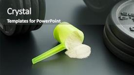  Presentation with whey - Amazing slide deck having muscle mass - whey protein powder and dumbbell backdrop and a  colored foreground