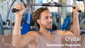  Presentation with gym out and back - Cool new presentation with muscle movement - shoulder pull down machine fitness backdrop and a coral colored foreground