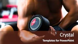  Presentation with strong - Colorful slide set enhanced with muscle movement - strong man bodybuilder exercising backdrop and a tawny brown colored foreground