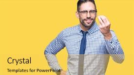  Presentation with women glass ceiling business cartoon - Slide deck having muscle movement - young business man wearing glasses background and a yellow colored foreground