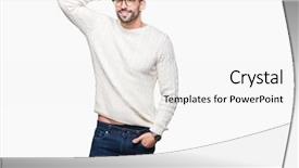  Presentation with young man wearing a hat - Beautiful PPT theme featuring muscle movement - young handsome man wearing glasses backdrop and a  colored foreground