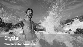  Presentation with athlete - Audience pleasing slide deck consisting of muscle movement - young macho man model athlete backdrop and a  colored foreground