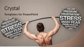  Presentation with stress - Slide deck having muscle pain - strong muscular man fighting background and a  colored foreground