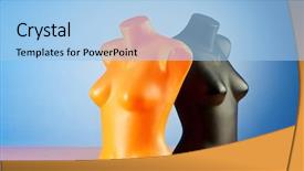  Presentation with clothing - Slide deck consisting of muscle physiology - clothing mannequins isolated on white background and a light blue colored foreground